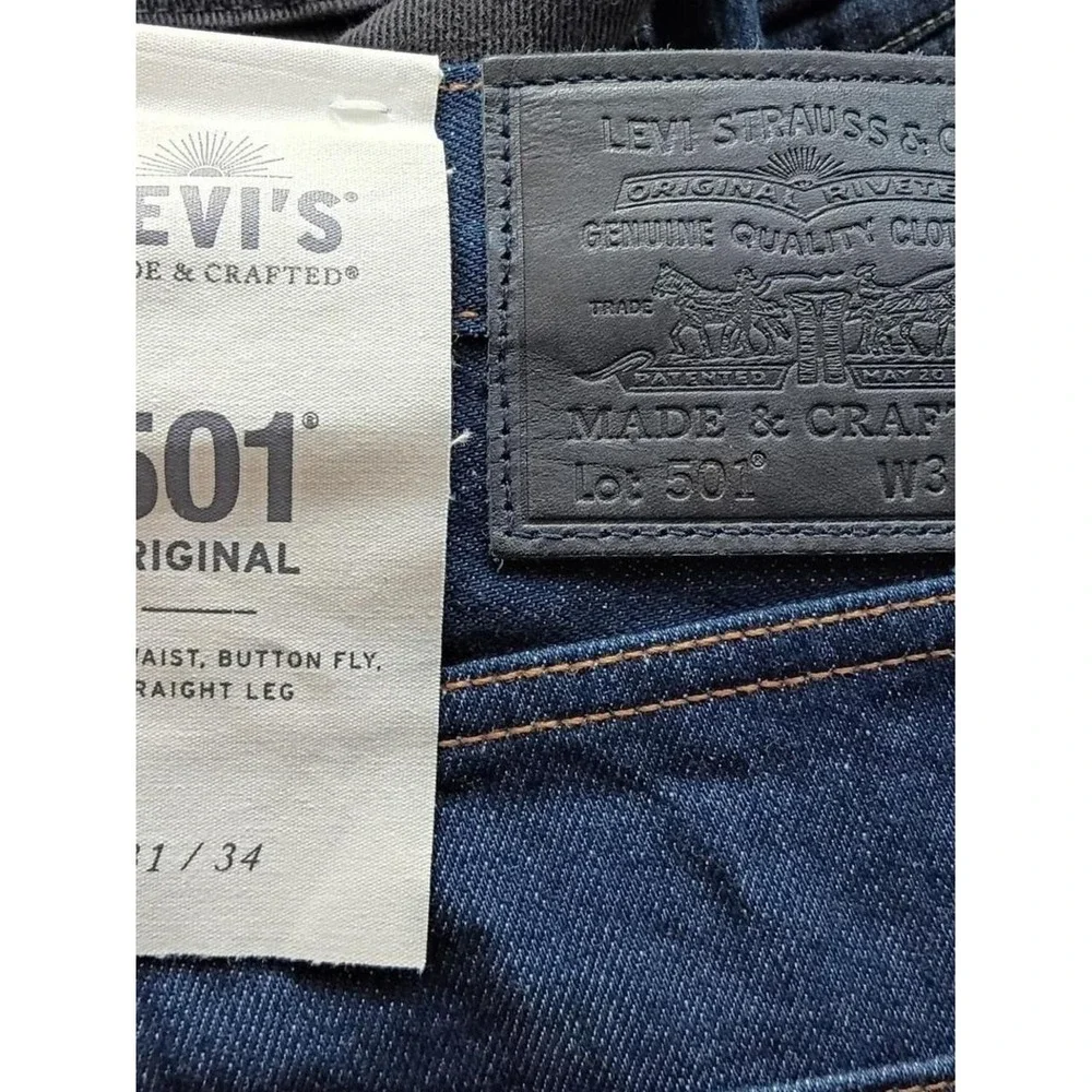 501 Levi's Men's Dark Blue Straight-Leg Jeans 31×34 NWT